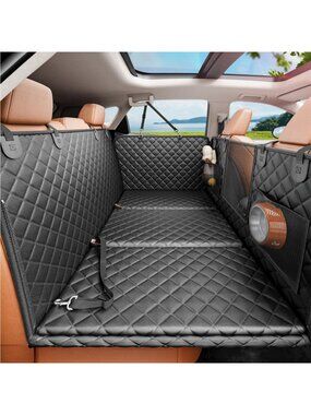Durable Hard Bottom Back Seat Cover for Large Dogs, Waterproof, Black, L